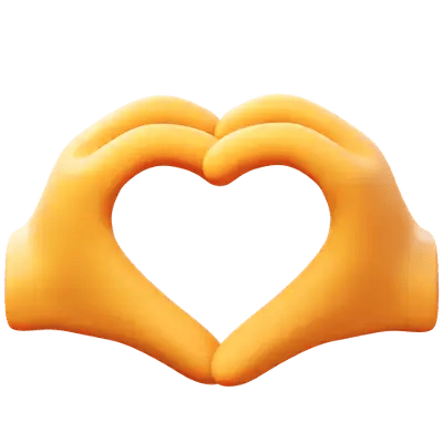 Two yellow cartoon hands form a heart shape, with an open center, showing a warm, welcoming vibe familiar in Charlotte’s community.