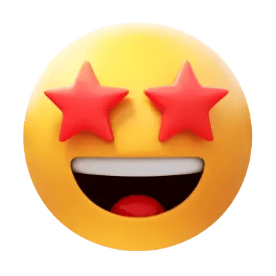 A yellow smiley emoji with an open mouth and red star eyes, showing excitement—like spotting a cool find at a Charlotte shop.